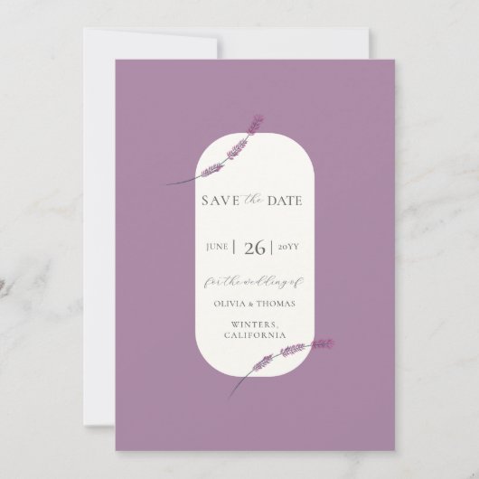 ラベエレガントンダープラントフォトウェディング日付を保存 招待状 (正面)