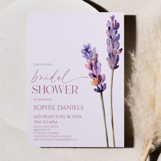 ラベエレガントンダープラントブランチフラワーブライダルシャワー 招待状