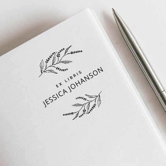 ラベエレガントンダーモダンボタニカルEx Librisブック ラバースタンプ