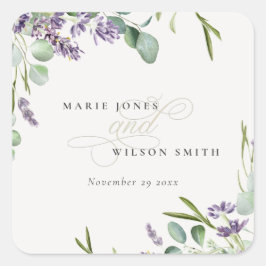 ラベエレガントンダーユーカリの葉結婚葉 スクエアシール