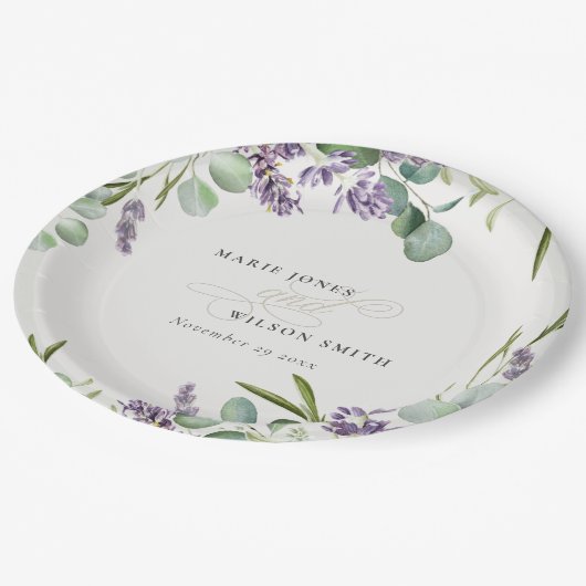 ラベエレガントンダーユーカリの葉結婚葉 ペーパープレート (アングル)