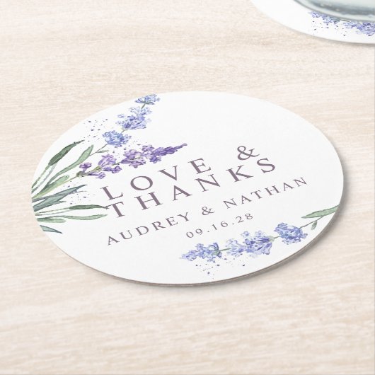 ラベエレガントンダーラブアンド感謝してい結婚式の引き出物 ラウンドペーパーコースター (アングル)