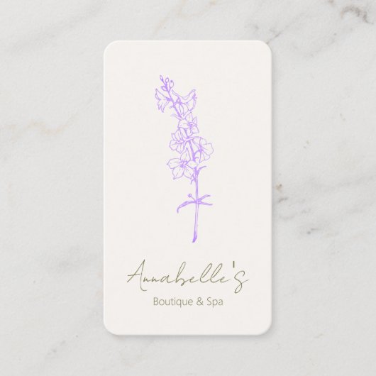 ラベエレガントンダーラークスパーフローラ 名刺 (正面)