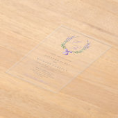 ラベエレガントンダーリース&ボウモノグラム結婚ズ アクリル招待状 (レイダウン)