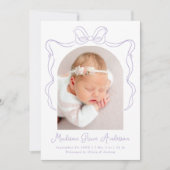 ラベエレガントンダーヴィンテージボウフォト誕生 案内状 (正面)