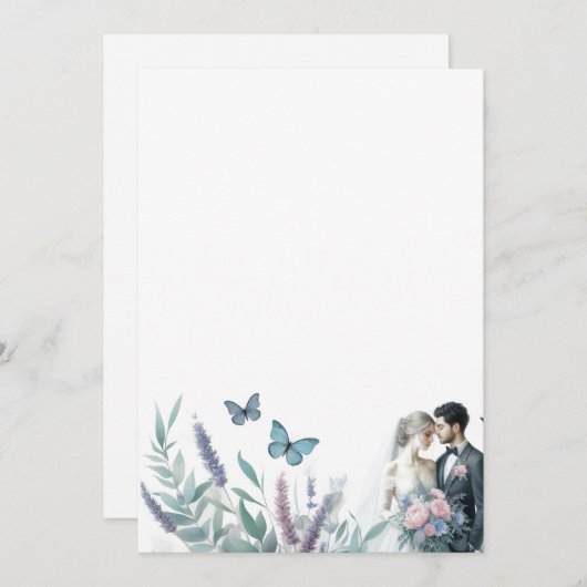 ラベエレガントンダー付き新郎新婦 招待状 (正面/裏面)