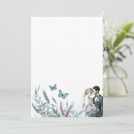 ラベエレガントンダー付き新郎新婦 招待状