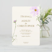 ラベエレガントンダー春ワイルドフラワーフォトズ結婚ーズ 招待状 (スタンド正面)