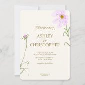 ラベエレガントンダー春ワイルドフラワーフォトズ結婚ーズ 招待状 (正面)