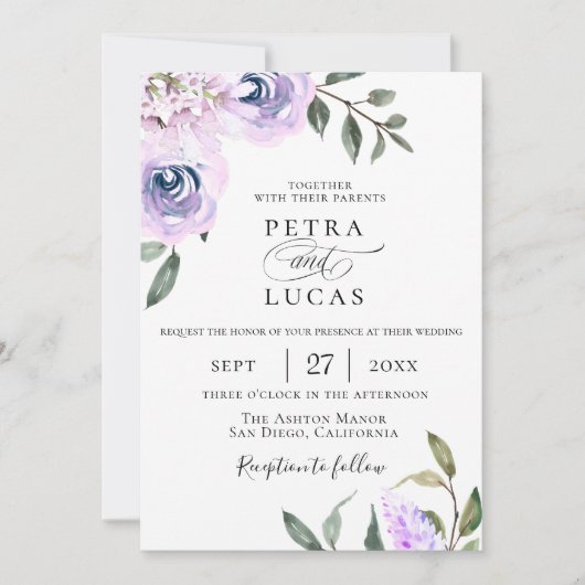 ラベエレガントンダー植物学結婚薬 招待状 (正面)