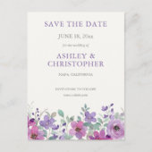 ラベエレガントンダー水の色のフローラ結婚式の招待 ポストカード (正面)