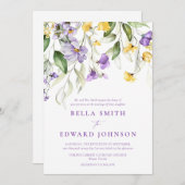 ラベエレガントンダー水カラーフローラフォーマル結婚の 招待状 (正面/裏面)