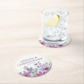 ラベエレガントンダー水カラーフローラ結婚ズ ラウンドペーパーコースター (インサイチュ)