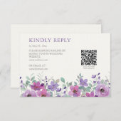 ラベエレガントンダー水カラーフローラ結婚ズ 出欠カード (正面/裏面)