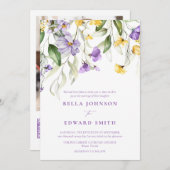 ラベエレガントンダー水カラーフローラ結婚ズ 招待状 (正面/裏面)
