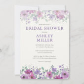 ラベエレガントンダー水彩フローラブライダルシャワー 招待状 (正面)