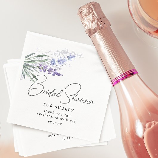 ラベエレガントンダー水彩ブライダルシャワー スタンダードカクテルナプキン