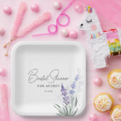 ラベエレガントンダー水彩ブライダルシャワー ペーパープレート (パーティー)