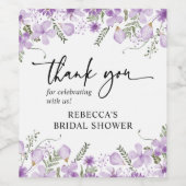 ラベエレガントンダー花模様ブライダルシャワー賛成 ワインラベル (シングルラベル)