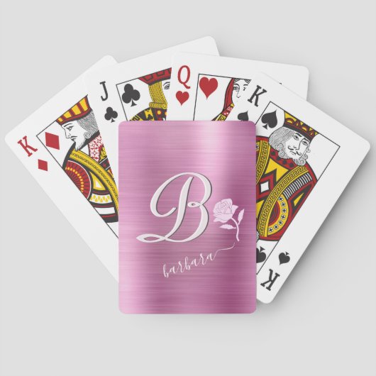 ラベエレガントンダー&ピンクカスタムモノグラム名バラ トランプ (裏面)