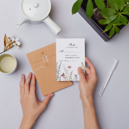 ラベエレガントンダー&ワイルドフラワーズ開花RSVPカード 出欠カード