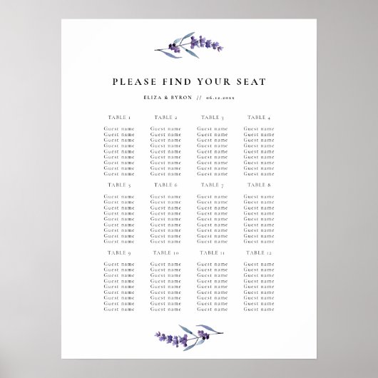 ラベエレガントンダ結婚ーのテーブル座席表 ポスター (正面)