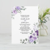 ラベエレガントンパープルフローラ水の色結婚の値 招待状 (スタンド正面)