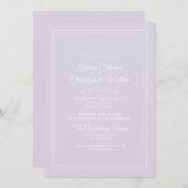 ラベエレガントンパープルホワイト結婚ズ 招待状 (正面/裏面)