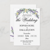 ラベエレガントンユーカリ黄色のバラ結婚ズ 招待状 (正面/裏面)