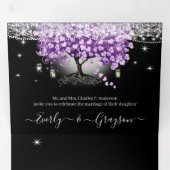 ラベエレガントンラブパープルハートリーフ結婚ズ 三つ折り招待状 (内部最初)