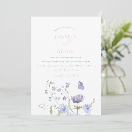 ラベエレガントンワイルドフラワーズ結婚チョウ 招待状 (スタンド正面)