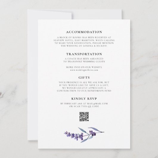 ラベエレガントン結婚ダーの全招待状 招待状 (裏面)