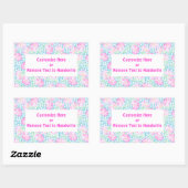 ラベカスタマイズル、ピンクのバラ、白い蝶 長方形シール (シート)