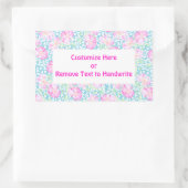 ラベカスタマイズル、ピンクのバラ、白い蝶 長方形シール (バッグ)