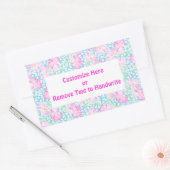 ラベカスタマイズル、ピンクのバラ、白い蝶 長方形シール (封筒)