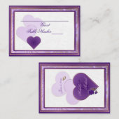 ラベカスタムンダーと紫色のテーブルの座席のの色合い プレイスカード (正面/裏面)