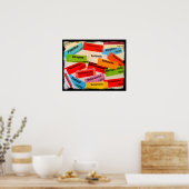 ラベカラフルルグランジ縁ど ポスター (キッチン)