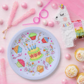 ラベカラフルンカップケーキ及びケーキハッピーバースデー ペーパープレート (パーティー)