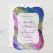 ラベカラフルンダー金ゴールドアゲート結婚式招待状 (正面)