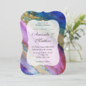 ラベカラフルンダー金ゴールドアゲート結婚式招待状 (スタンド正面)