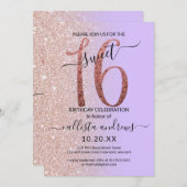 ラベガーリーンダーバラ金ゴールドグラデーショングリッタースウィート16 招待状 (正面/裏面)