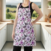 ラベガーリーンダーパープルバラ水彩フローラ エプロン