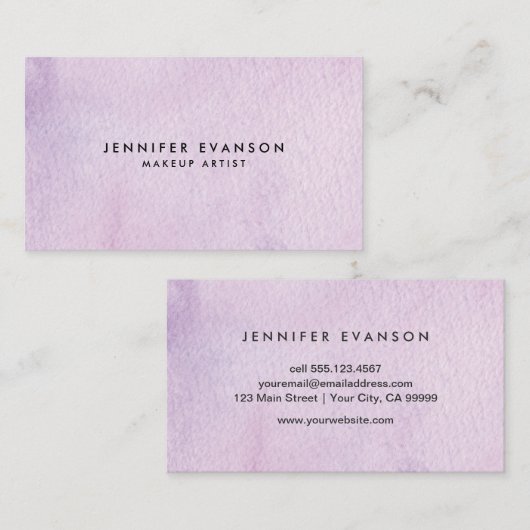 ラベガーリーンダーピンク水彩デザイナー 名刺 (正面/裏面)