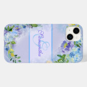 ラベガーリーンダーブルーウォーター色フローラ名イニシャル Case-Mate iPhoneケース (裏面 (横))