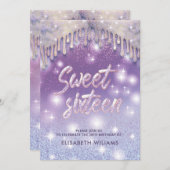 ラベクールンダー薄紫がキラキラ輝くグラデーション 招待状 (正面/裏面)