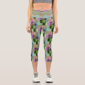 ラベグラデーションンセージ抽象芸術ストライプが破裂 カプリレギンス (正面)