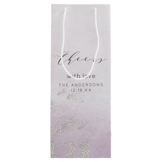 ラベグラデーションンパープルシルバーフォイル応援結婚ズ ワインギフトバッグ (裏面)