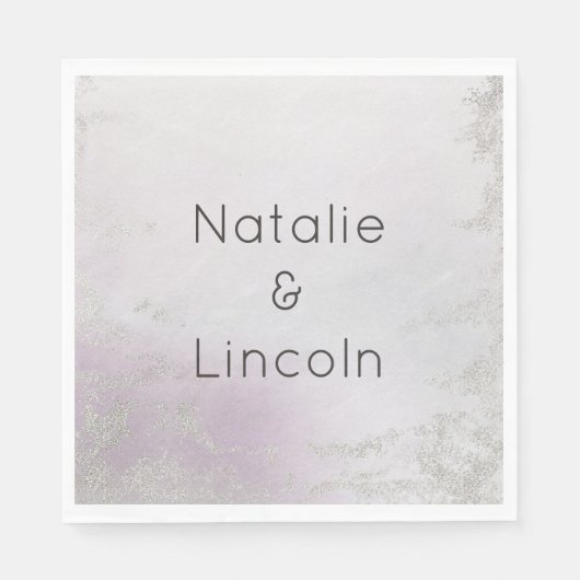 ラベグラデーションンパープルラックス結婚ズモノグラムディナー スタンダードランチョンナプキン (正面)