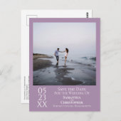 ラベシンプルンダー結婚式の日付写真を保存 ポストカード (正面/裏面)