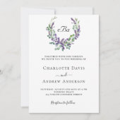 ラベシンプルンバイオレット花模様QR RSVP結婚's 招待状 (正面)